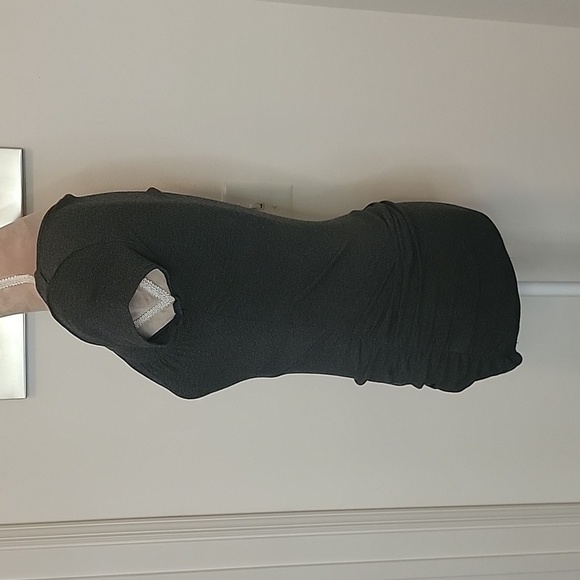 Express, Size S, Dark Gray Short Sleeved, Ruched Side Shirt, EUC - Picture 3 of 7